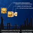 thumbnail image 2 of Gem Stone King 14K Yellow Gold Yellow Citrine Double Notch Stud Earrings | 1.86 Cttw | Gemstone November Birthstone | Cushion 6MM | Gold Earrings for Women Men, 2 of 6