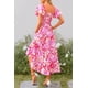 thumbnail image 2 of Vestido PRETTYGARDEN Midi Ajustado con Estampado Floral de Rosas en Rojo, Talla M, 2 of 8