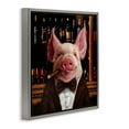 thumbnail image 3 of Stupell Industries Classy Pig at Cigar Bar Animals & Insects Painting Gray Floater Framed Canvas Art Print Wall Art, 25 x 25, 3 of 9