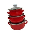 thumbnail image 3 of WeiLaiKeQi 3 Pieces Enamel Cooking Pots Stew Bean Simmer Pot Kitchen Household Cookware red, 3 of 9