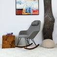 thumbnail image 3 of Mid-century Modern Rocking Chair - Gray Linen, Solid Wood Construction, Elegant For Livingroom And Bedroom Comfortable Nursery Modern, Brown Linen Upholstery, Frame, 3 of 3