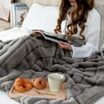 thumbnail image 3 of Cozy Bliss Luxury Soft Faux Fur Throw Blanket for Couch Living Room Bedroom,60 * 80 Inches Gray, 3 of 5