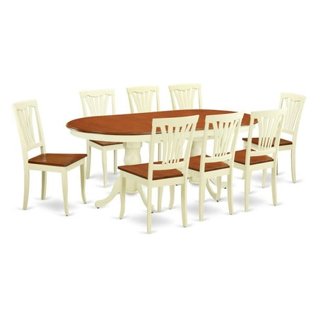 East West Furniture Plainville 9 Piece Lath Back Dining Table Set East West Furniture Plainville 9 Piece Lath Back Dining Table Set