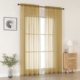 thumbnail image 2 of MKHILL 42x90 Gold Sheer Curtains 2 Panels Set, 90 Inch Long Light Filtering Voile Drapes for Living Room Bedroom High Windows, Rod Pocket Window Panels, Each 42" W x 90" L, 2 of 9