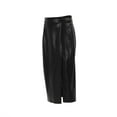 thumbnail image 7 of qolati Womens Fuax Leather Skirt Bodycon High Waist Slit Hem Pencil Skirts Trendy A Line Wrap Club Party Midi Skirt, 7 of 7