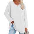 thumbnail image 1 of Jersey de color puro, blusa de mujer, camisa informal de manga larga, camisa de manga larga, resistente y resistente, 1 of 6