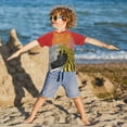 thumbnail image 3 of FORMRS Boys Rash Guard Short Sleeves Swim Shirt Quick Dry UPF 50+ Sun Protection, Sizes 3-12T, Abstract Boat, 3 of 6