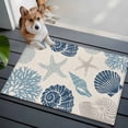thumbnail image 4 of Summer Marine Life Washable Area Rug 2 x 3 ft Graffiti Coral Shell Conch Sea Blue Starfish Linen, Soft Non Slip Rugs Stain Repellent Indoor Felt Carpet for Living Dining Room Bedroom Home Office, 4 of 9