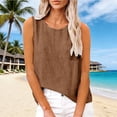 thumbnail image 2 of TODOZO Tank Tops for Women Athletic Shirts Sleeveless Blouse Work Shirts Going Out Tops Casual Summer Gauze Shirt Tunic Top Boho Tops for Women Beach Vacation Clothes Crew Neck Tops Coffee S, 2 of 9