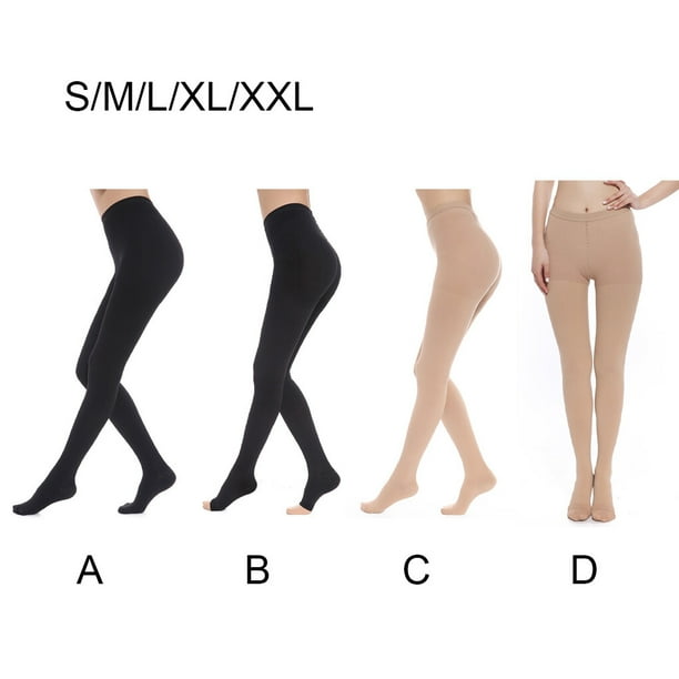 Compression Pantyhose Graduated Support Compression Tights Varicose Veins Compression Stockings for Circulation. Naked toe cover L