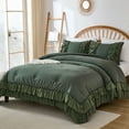 thumbnail image 4 of 100% Cotton Ruffled Comforter Queen Size,Boho Ruffle Bedding 3-Piece, Ultra Soft Farmhouse Comforter & Pillow Shams, Elegant French Country Chic Style for All Seasons Home Decor, 4 of 12