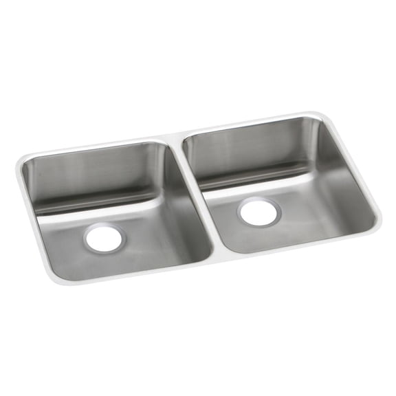 Elkay Lustertone Stainless Steel 30-3/4" x 18-1/2" x 5-3/8", Equal Double Bowl Undermount ADA Sink Lustertone