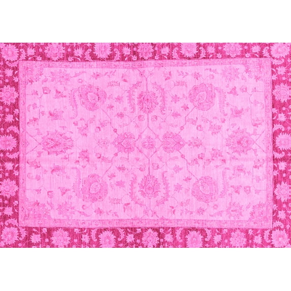 Ahgly Company Indoor Rectangle Oriental Pink Traditional Area Rugs, 7' x 10'