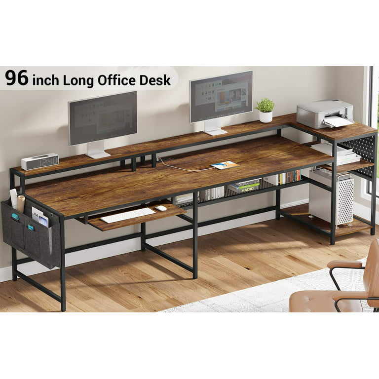 SEDETA L Shaped Computer Desk, Reversible Computer Desk, L Shaped Desk with  Power Outlets & LED Strip, Monitor Shelf, Keyboard Tray, Pegboard and  Storage Shelves for Home Office, Rustic Brown - Yahoo