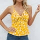 thumbnail image 4 of Puntoco Blusas sin mangas para mujer, blusa informal de moda con cuello en V y sin mangas con estampado de vendaje para mujer, 4 of 5