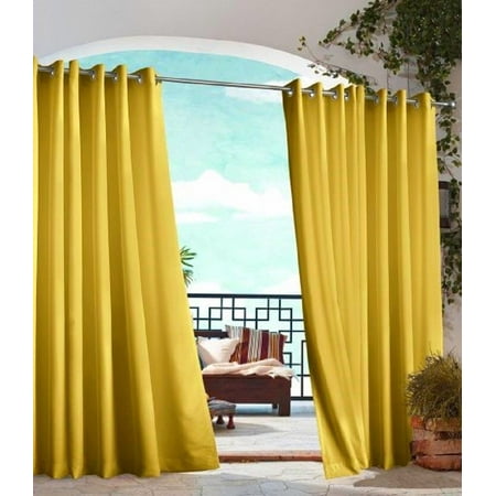 Yellow 2 Piece Outdoor Thermal Blackout Grommet Patio Curtain