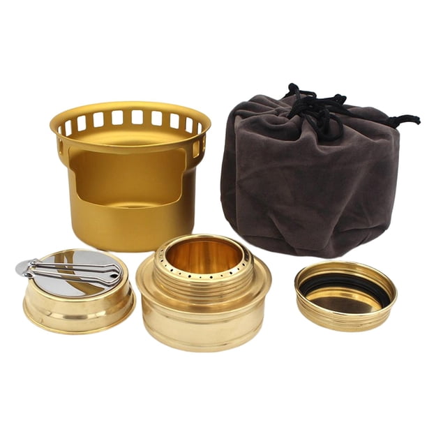 Quemador de alcohol pequeño con bolsa de almacenamiento Accesorios premium portátiles multipropósito Quemador de alcohol para horno de camping Picnic , Dorado Sunnimix estufa de picnic al aire libre