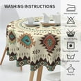 thumbnail image 5 of Aztec Southwestern Round Tablecloth 60" Ethnic Tribal Geometric Design Vintage Style Circle Table Cloth Boho Chic Washble Table Cover for Dinning Kitchen Farmhouse Party Decoration, 5 of 6