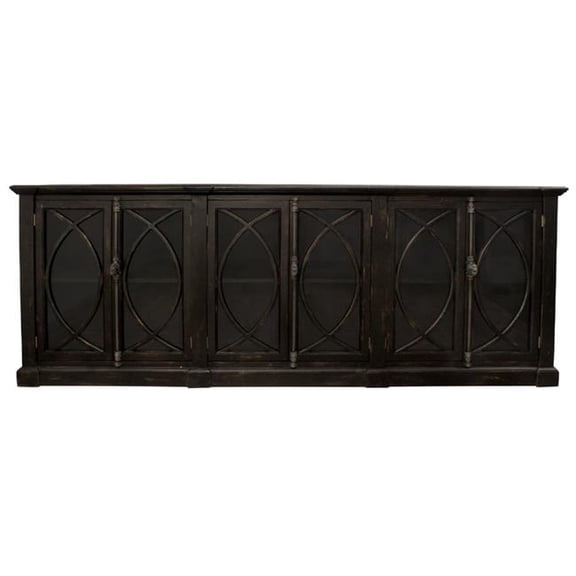 Wheatstone 6-Door Sideboard in Antique Black Finish on Pine Solid Wood