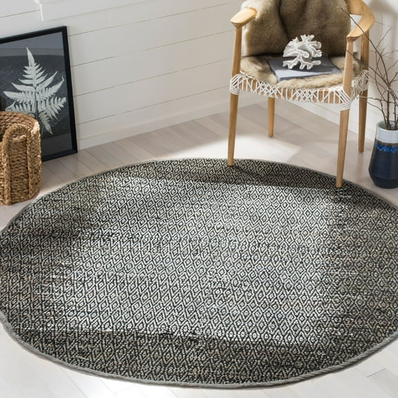 SAFAVIEH Vintage Leather Rordan Diamond Trellis Area Rug, Light Grey/Grey, 6' x 6' Round
