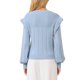 thumbnail image 3 of Suéter casual de manga larga con volantes para mujer INSPIRE CHIC, cuello redondo, de punto acanalado, otoño, talla XL, azul claro, 3 of 5