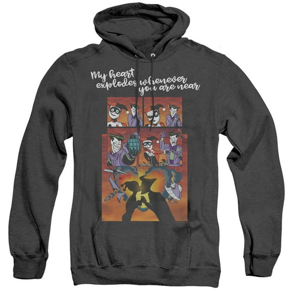 Batman Explode Adult Heather Hoodie Sweatshirt Black