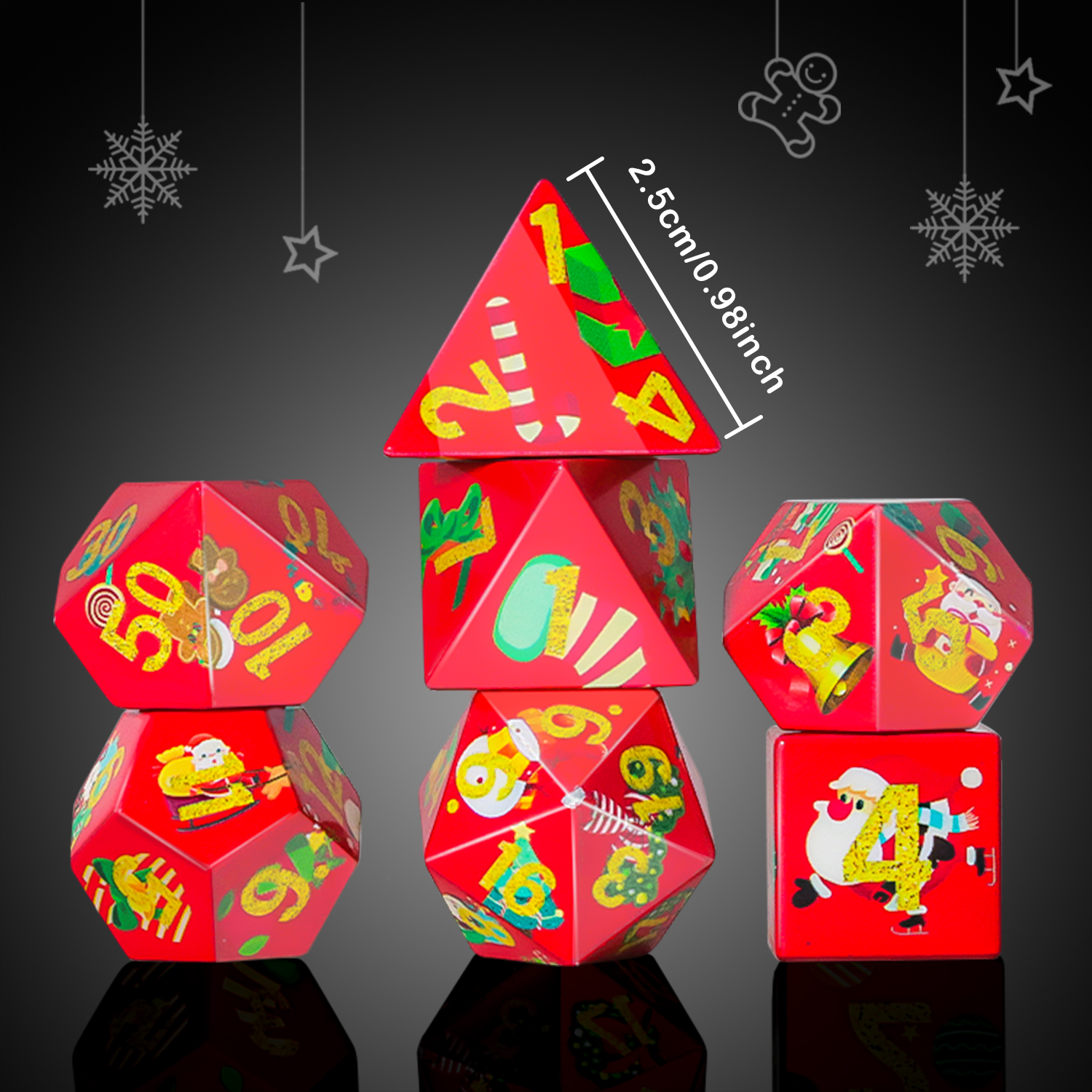 SWAJUJA DND Dice Set Christmas Themed Gift Box 7-Piece