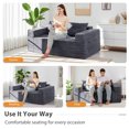 thumbnail image 5 of BYBYME 63" Corduroy Cloud Floor Sofa,Modular Comfy Small Cloud Couch for Small Spaces,Boneless Sofa for Living Room,No Assembly,Loveseat,Dark Grey, 5 of 8