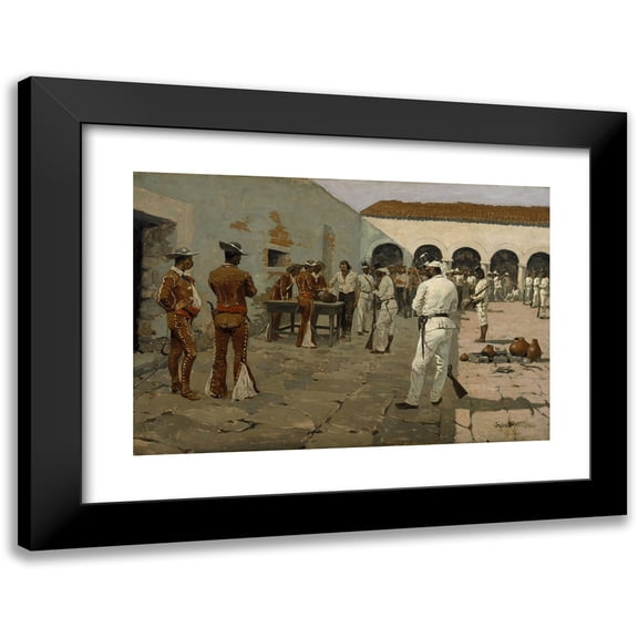 Frederic Remington 14x11 Black Modern Framed Museum Art Print Titled - The Mier Expedition- the Drawing of the Black Bean
