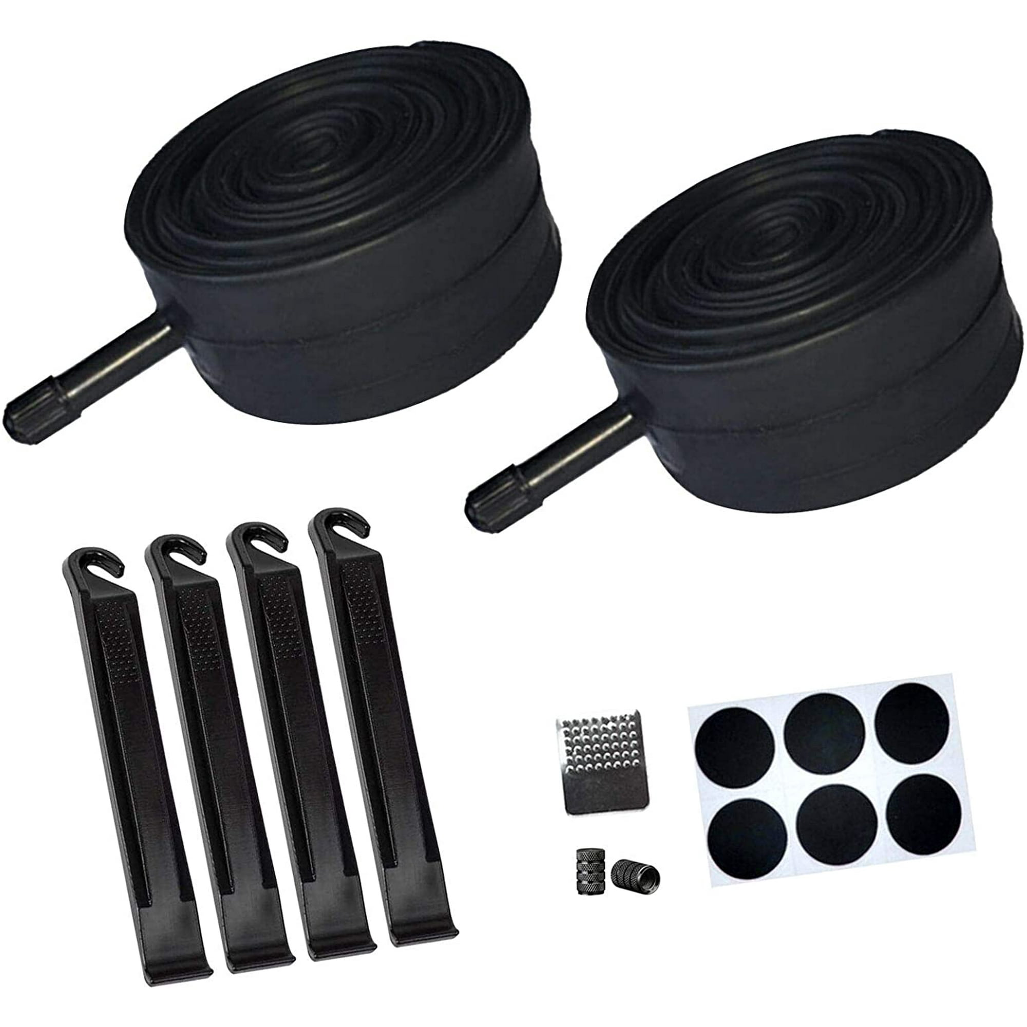 2 PACK 14 x 1.75 1.95 2.125 Bike Inner Tube with Bike Tube Repair Tool Kits 4 Tire Levers 6 Self Adhesive Round Patches 1 Metal Rasp 2 Schrader Valve Replacement Inner Tubes for Most Kids Bike Walmart...