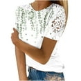 thumbnail image 2 of Rezuofi 1 Pcs Women 2025 Lace Trim Blouses Summer Casual Tops Shirts Short Sleeve Floral Tunic Dressy Trendy Ladies Clothes, 2 of 5