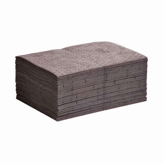 Pig Sorbent Pad, 17 gal, 15 in x 20 in, Universal, Gray, Polypropylene MAT160