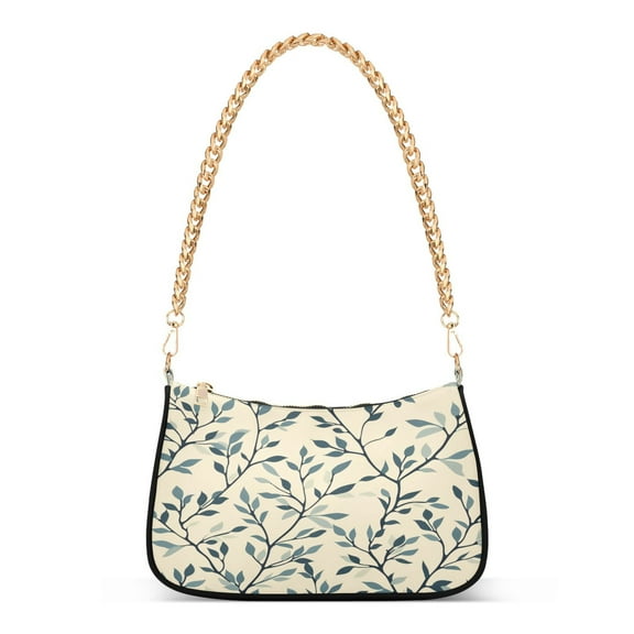 Ryvnso Leaf Pattern Womens Chain Shoulder Bag Tote Handbags Clutch Hobo Purse with Zipper for Travel