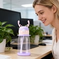thumbnail image 4 of BUTASY Water Bottle 600ml Sticker Version Deer Large Capacity Cup Cute Deer Straw Water Bottle Leakproof Portable Cup For Adults And Kids Daily/Travel, 4 of 5