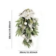 thumbnail image 3 of 19.7" Artificial Christmas Teardrop Swag, White Poinsettia Pine Needle Door Swag with Berries, Holiday Floral Hanging Wreath Accent for Front Door, Wall, Porch, Winter Garland Home Christmas Décor, 3 of 6
