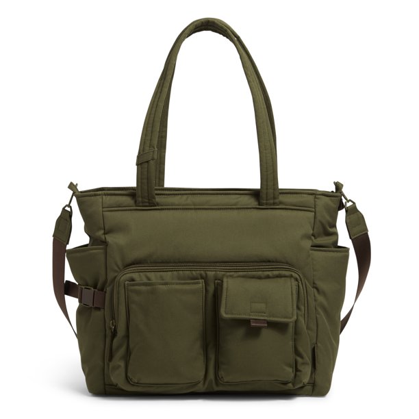 Vera Bradley Women's Recycled Cotton Utility Tote Bag Climbing Ivy Green