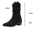 thumbnail image 3 of Slouchy Cowboy Boots for Women Pointed Toe Stacked Heel Winter Fall Wide Mid Calf Booties Western Cowgirl Boots, 3 of 5