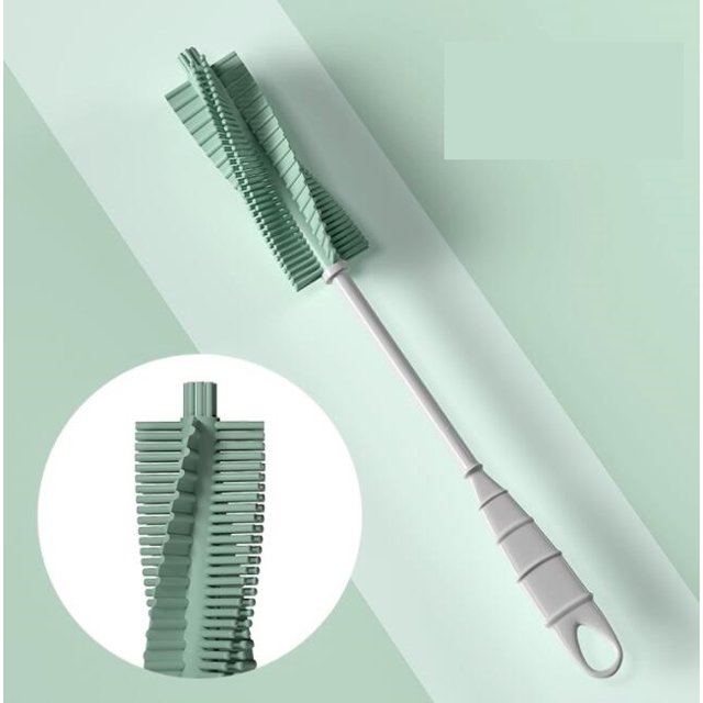 Herramientas de limpieza de silicona NQ con mango largo giratorio de 360 grados 2 piezas verde