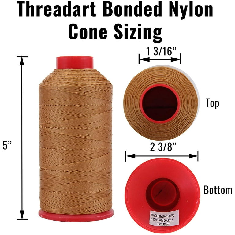 Threadart Heavy Duty Bonded Nylon Thread - 1650 yards (1500m) - Coated No  Unravel - #69 T70 Size 210D/3 - For Upholstery, Leather, Vinyl, Weaving