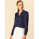 thumbnail image 2 of Camisa de trabajo de manga larga con blusa elegante con cuello en V de oficina para mujer Azul marino L Unique Bargains Camisa, 2 of 6
