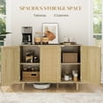 thumbnail image 4 of HOMCOM Bohemian Sideboard with 3 Rattan Doors and Shelves Oak, 4 of 10