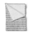 thumbnail image 2 of Geometric Soft Flannel Fleece Blanket, Mosaic Inspired Diamond Grid Striped Little Numerous Rhombus Lozenge Motifs, Cozy Plush for Indoor and Outdoor Use, 70" x 90", Grey and White, by Ambesonne, 2 of 5