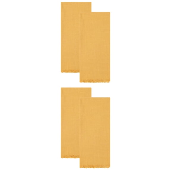 Unique Bargains Cotton Linen Quick Dry Kitchen Towels 4 Pack Yellow 18" x 18"