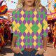 thumbnail image 1 of Xuyuer 2025 Womens 3/4 Sleeve Tops Mardi Gras and Christmas Costumes Fashion Round Neck Blouse, 1 of 6