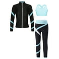 thumbnail image 5 of iiniim Kids Girls Figure Ice Skating Gym Long Sleeve Jacket Sleeveless Crop Top with Skating Pants Light Blue 14, 5 of 7