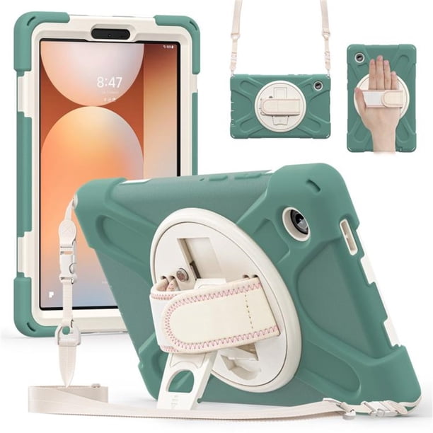 Funda para Samsung Galaxy Tab A9, Funda Protectora de Silicona Anti-caída + Capa de PC con Asa, Soporte, Correa para el Hombro, Resistente a Golpes, Funda Protectora para Tablet de Tres Pruebas, Colo