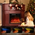 thumbnail image 2 of Waleaf 43’’ x 39’’ Solid Wood Burnished Oak Modern Fireplace Mantel, 2 of 7