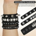 thumbnail image 3 of AURARMLET Men's Black Faux Bracelet with Studded Punk Design, Stylish Decorative Accessory for Men, 3 of 8