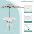 thumbnail image 3 of MEETWARM 3 Piece Patio Bistro Set, Outdoor All-Weather Cast Aluminum Dining Furniture Set Includes 2 Chairs and a 31” Round Table with Umbrella Hole for Garden Deck, White, 3 of 7