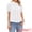 White, variant on DARING DIVA Women's Short Sleeve Cotton Blouse Peter Pan Collar Crochet Panel Top XS White